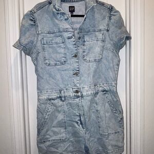 GAP Faded Blue Denim Jumpsuit